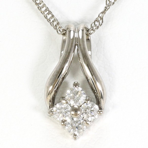 K18 18金 WG ホワイトゴールド ネックレス ダイヤ 0.15 約43cm ジュエリー 中古 22,925円