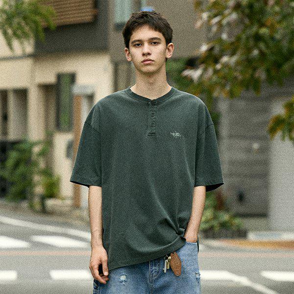 シグネチャーロゴ顔料ヘンリーネックTシャツFST748 / 4カラー M
