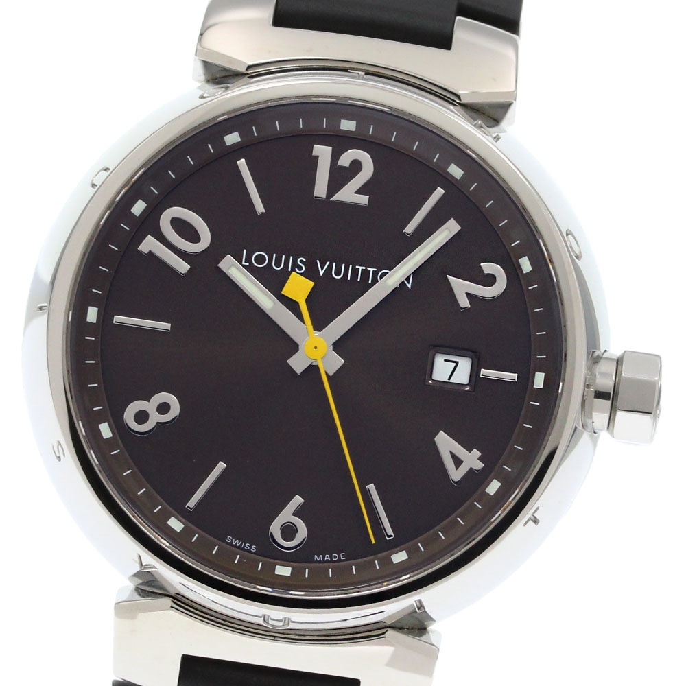 ルイ・ヴィトン LOUIS VUITTON Q1111 タンブール デイト クォーツ メンズ 良品 _860189【中古】
