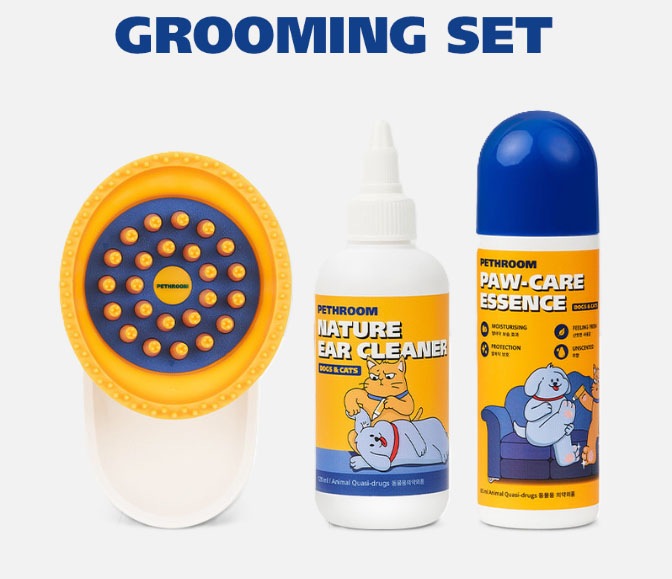 Grooming Set (Healing Brush + Natural Ear Cleaner + Paw Care Essence)