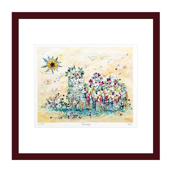 ファブリックパネル アートフレーム メルヘン 草花 かわいい 壁掛け ウォールデコレーション AtelierFlowerHorizon Journey ジグレー版画 320x320mm