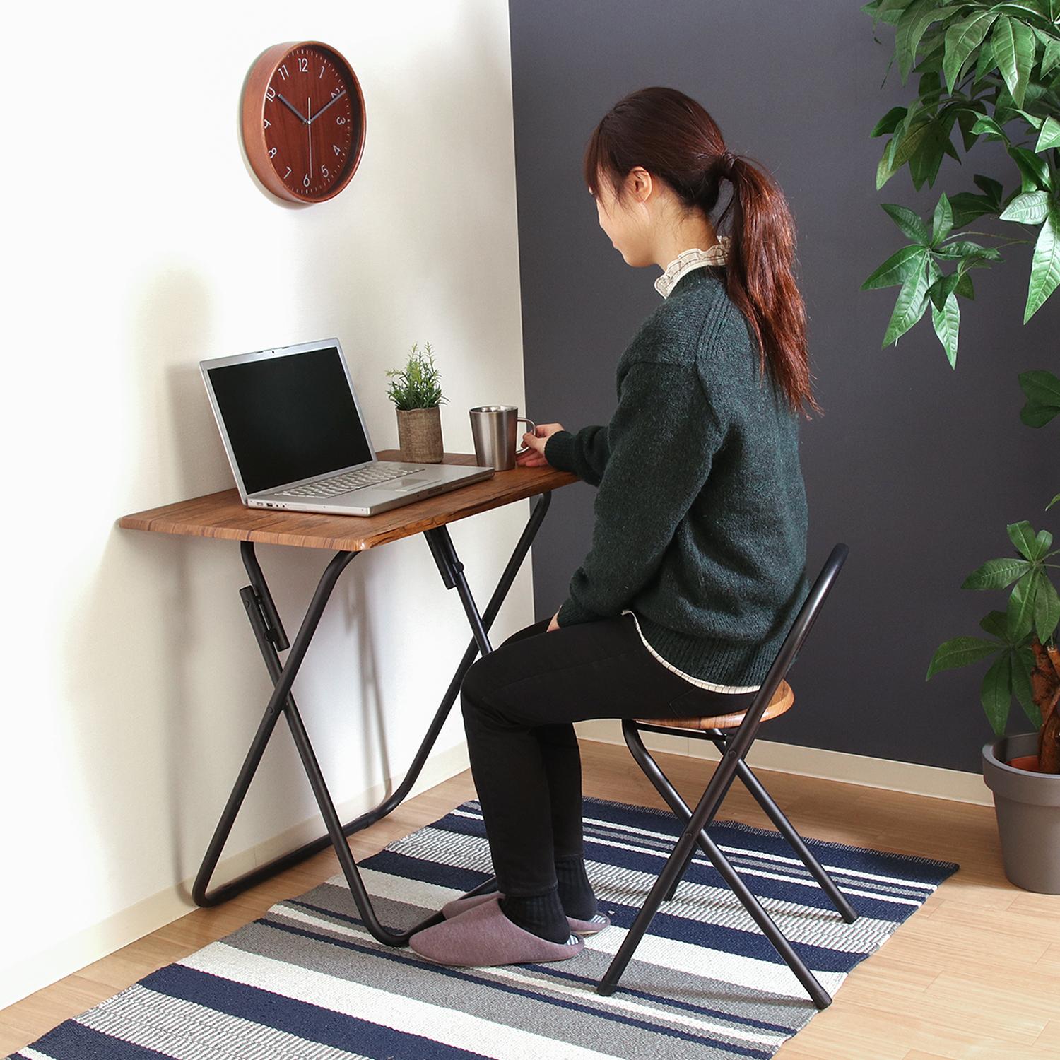 折りたたみ テーブルチェアセット ブラウン