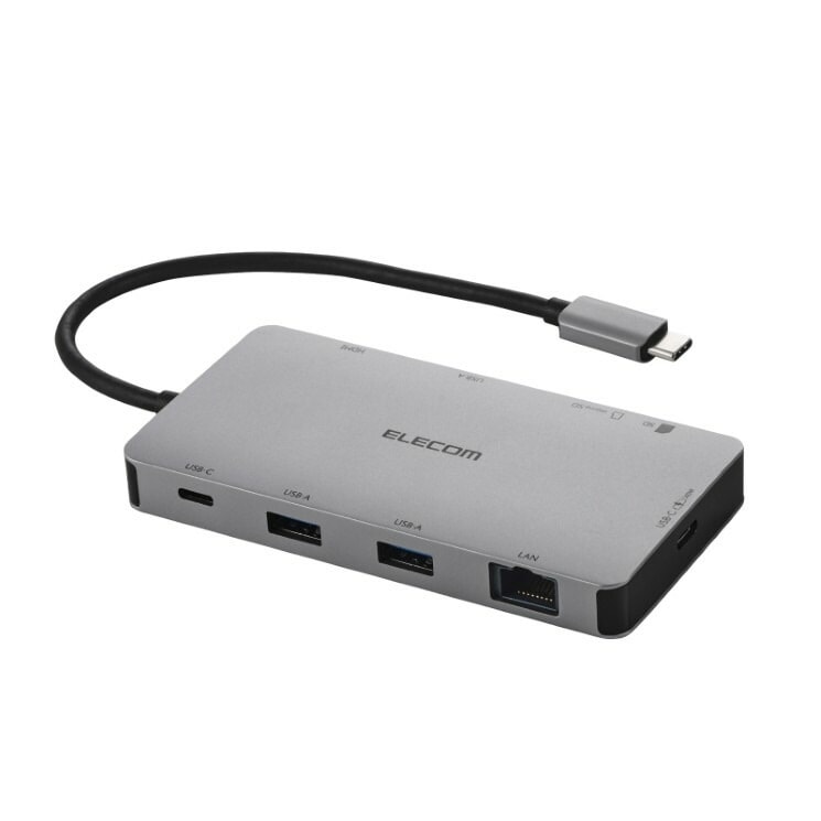 エレコム USB Type-C ドッキングステーション 9-in-1 4K HDMI LAN SD PD充電 MacBook Pro / Air などPC対応 シルバー DST-090BP1SV