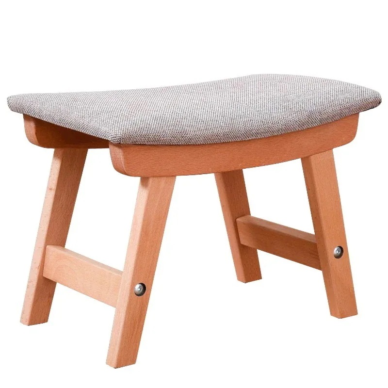 布張りスツール リビング 玄関 木製スツール ゆったりカーブ 木製布張り ナチュラル おしゃれ