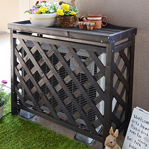 ガーデンマスター(Gardenmaster) エアコン室外機カバー 幅87×奥行35×高さ82cm 天然木SPF材 エアコンガード ベランダ バルコニー ガーデンマスター ダークブラウン KOAC-8