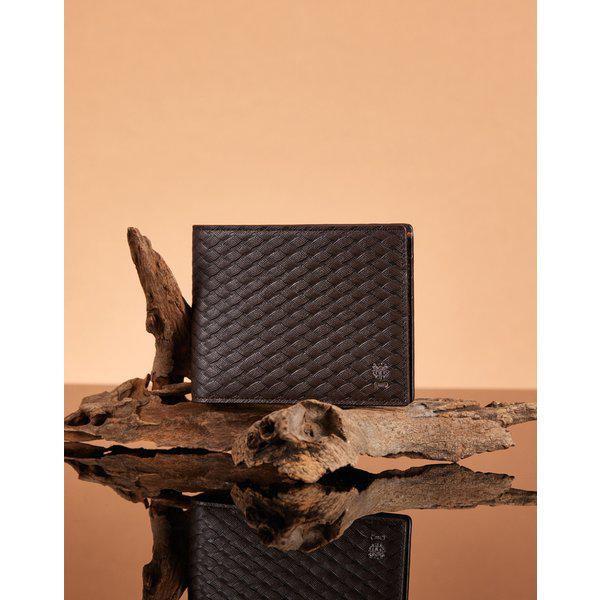 [26SS] [織り模様] ブラウン織り模様 牛革 二つ折り財布 DBWA6E861W3 20,524円