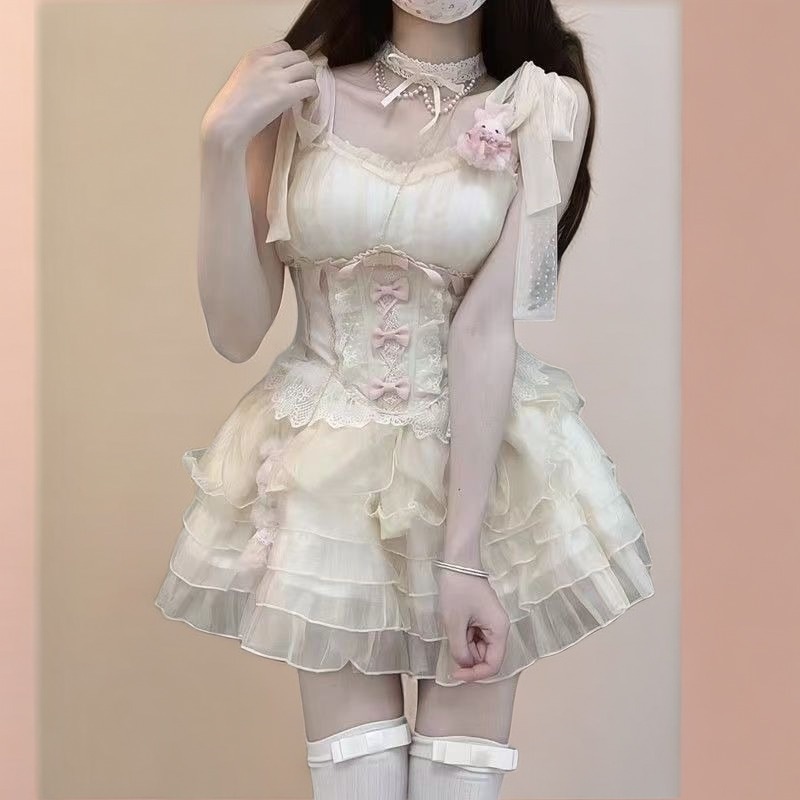 撮影用チュチュスカートドレス軽い高級タイトで可愛いショートプリンセススカートスイートリボンドレス通勤