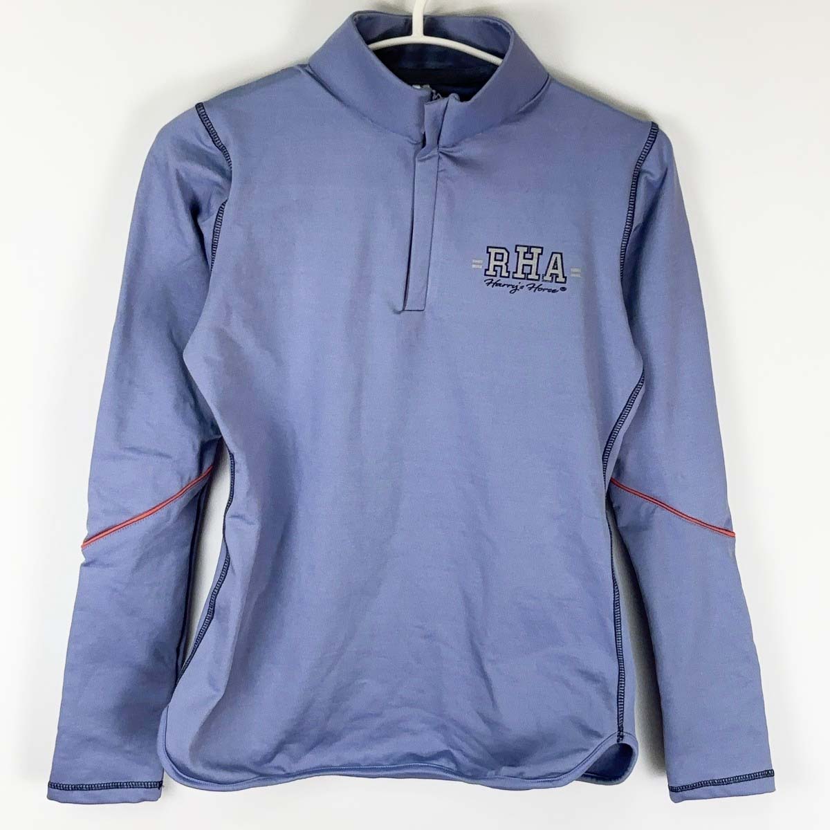 【中古・未使用品】HARRYS HORSE ハリーズホース ハーフジップ トレーニング ライディング シャツ ロングスリーブ S ライトブルー レディース 乗馬 馬術