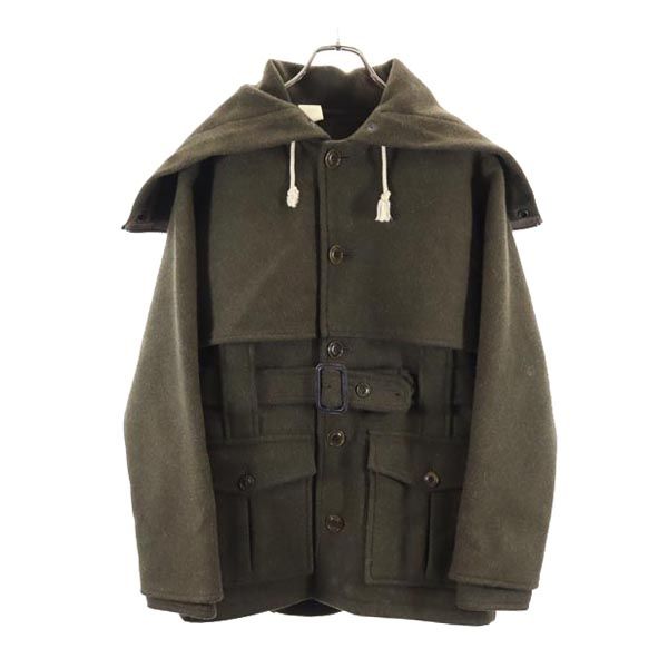日本製 長袖 ウールジャケット 36 カーキ系 フード メンズ