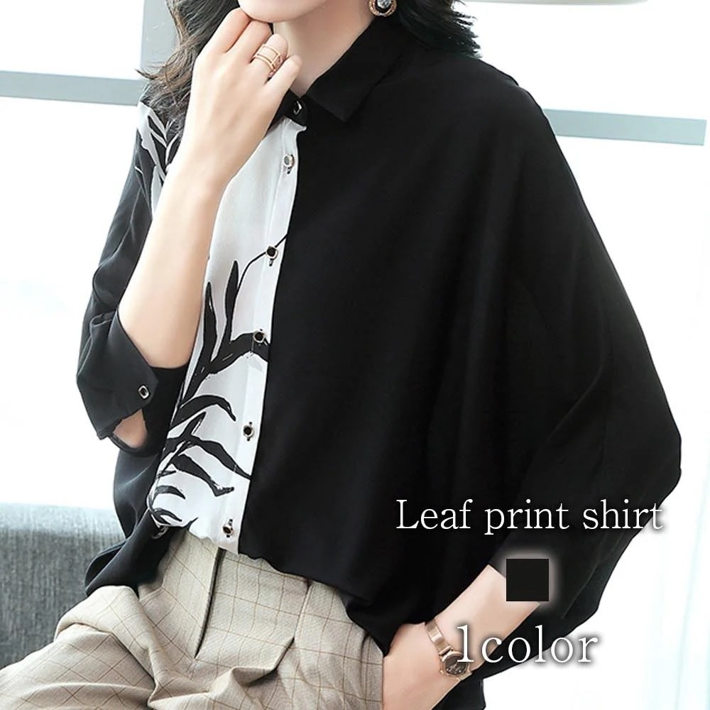 シャツ レディース リーフプリントシャツ 冬 カットソー 厚手 かわいい ブラウス Tシャツ 暖かい ブランド トップス オフィス スポーツ しわになりにくい 大人 おしゃれ ロゴ ランニン