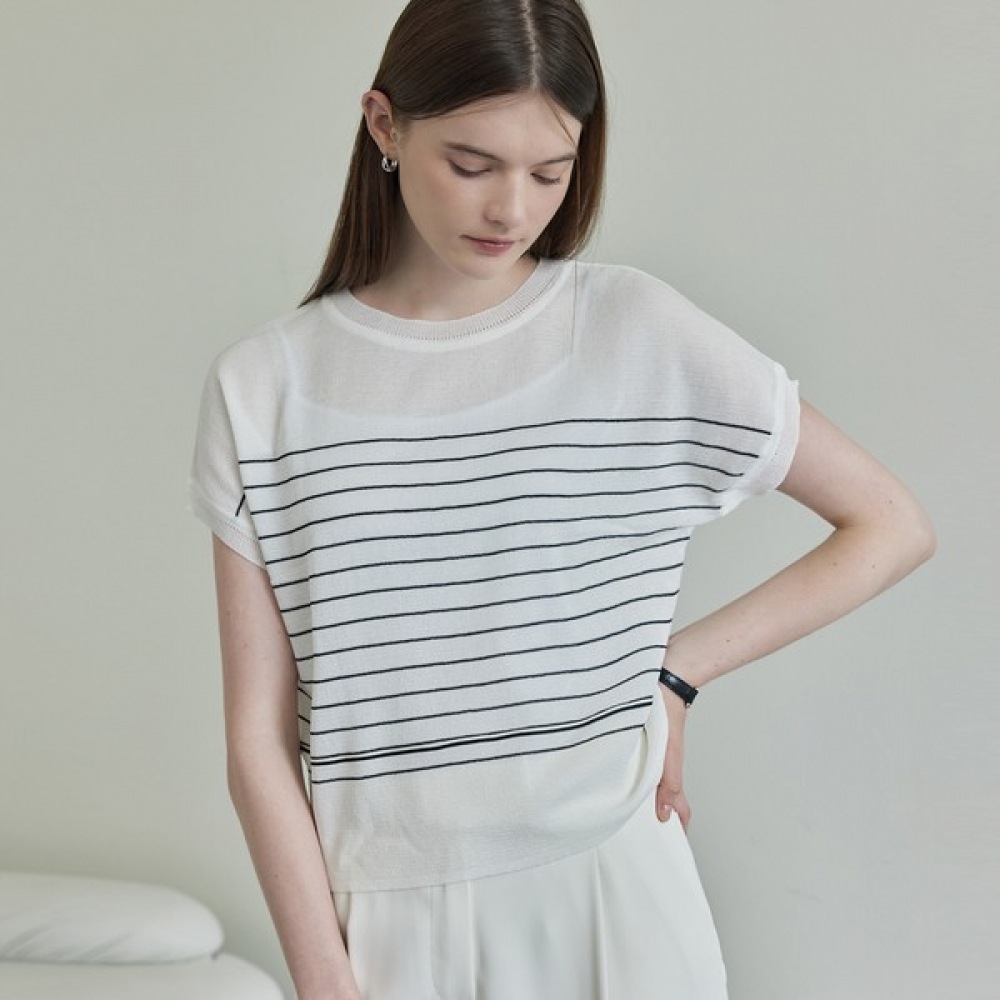 [リアーナニューヨーク] フレンチスリーブカラーマッチングニットRSHQPO030