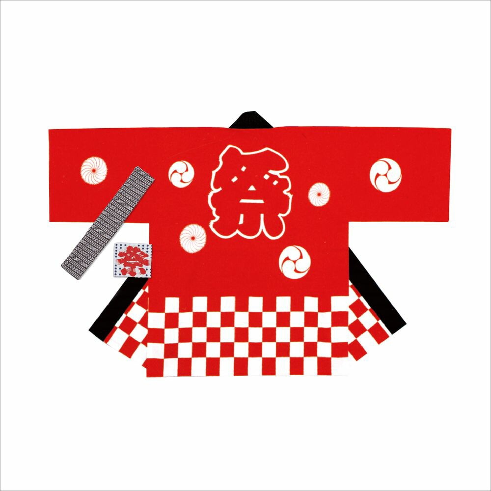 ササガワ 祭袢天（はんてん） 市松赤 大人 L 1セット入 40-3117