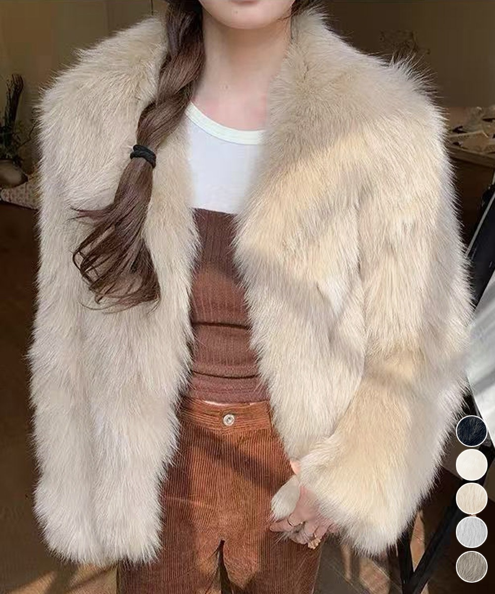 国内即納 ふわふわフェイクファージャケットビッグ襟 6XJ-001