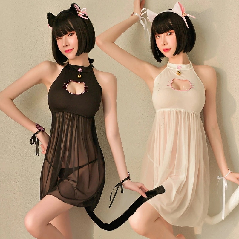 アダルト系 コスプレ 猫 全身セット エロいコスプレ エッチなコスプレ セクシーコスプレ ねこ ネコ 雌猫 子猫 猫ちゃん エロい 女性下着 透け透け エロ下着 衣装 ベビードール Ｔバック ベビド