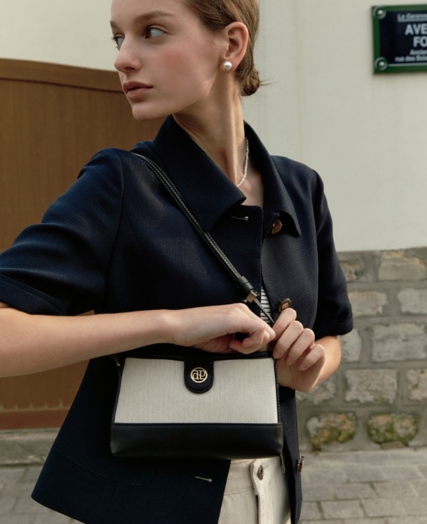 【DEPOUND】TOWN BAG (MINI CROSS) : HERRINGBONE IVORY