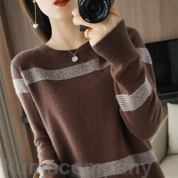 ニットセーター レディース 秋冬 40代 長袖 セーター プルオーバー 配色 キレイニット ショット丈 ゆったり オシャレ 韓国風 大人 ニットインナー 防寒