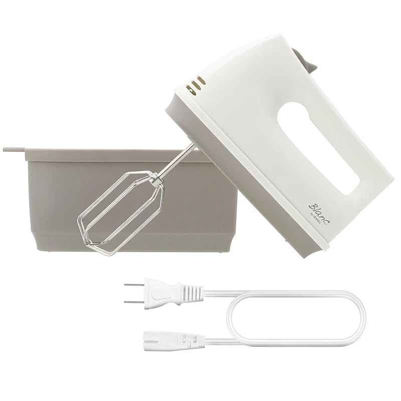 【即納】ドリテック(dretec) ハンドミキサー 軽量 ハイパワー 早い フワッソ スピード5段階切替 電源コードビーターが収納できるケース付き 和モダン おしゃれ 可愛い ギフト ホワイト ベー