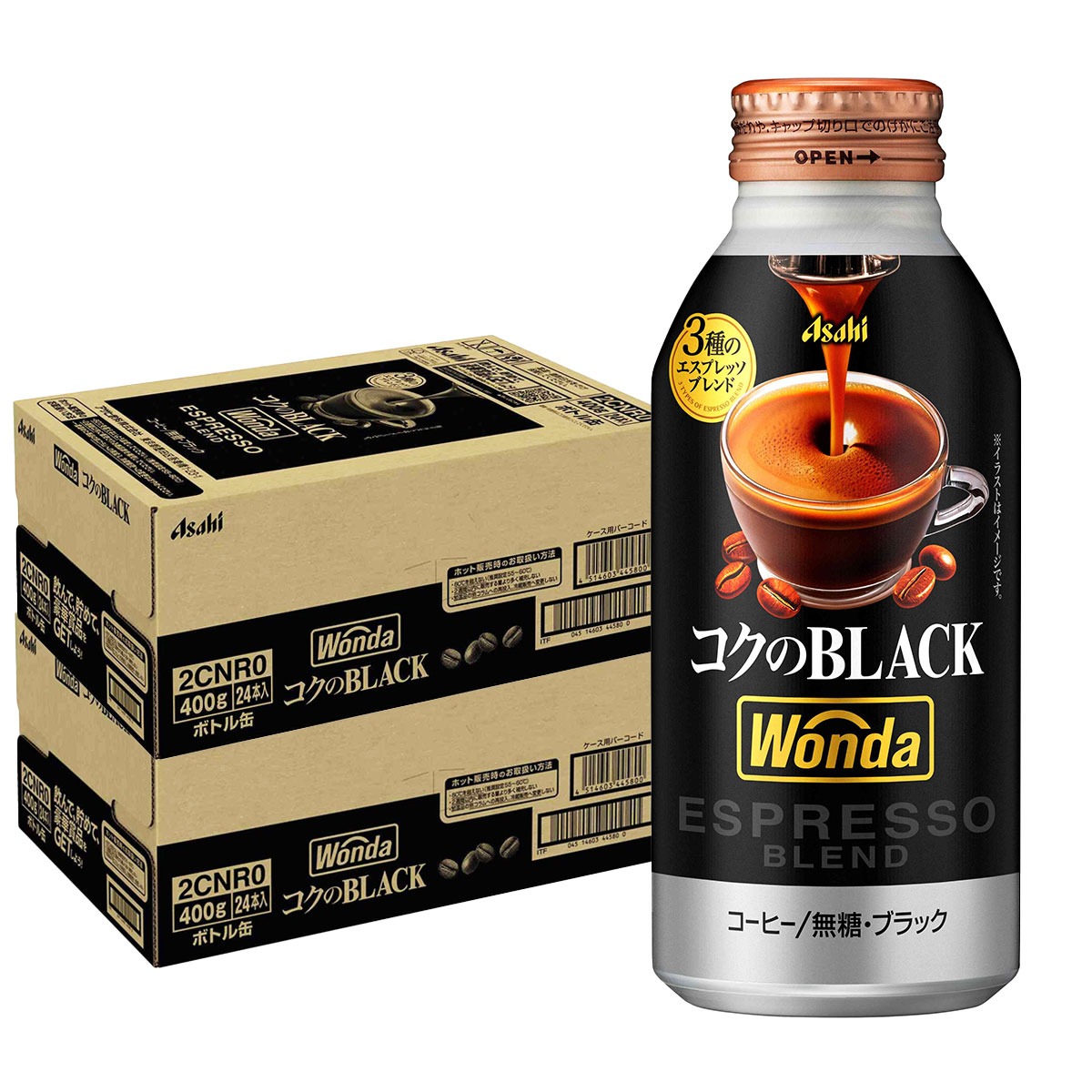 アサヒ飲料 ワンダ コクの深み ブラック ボトル 缶 400g × 2ケース/48本