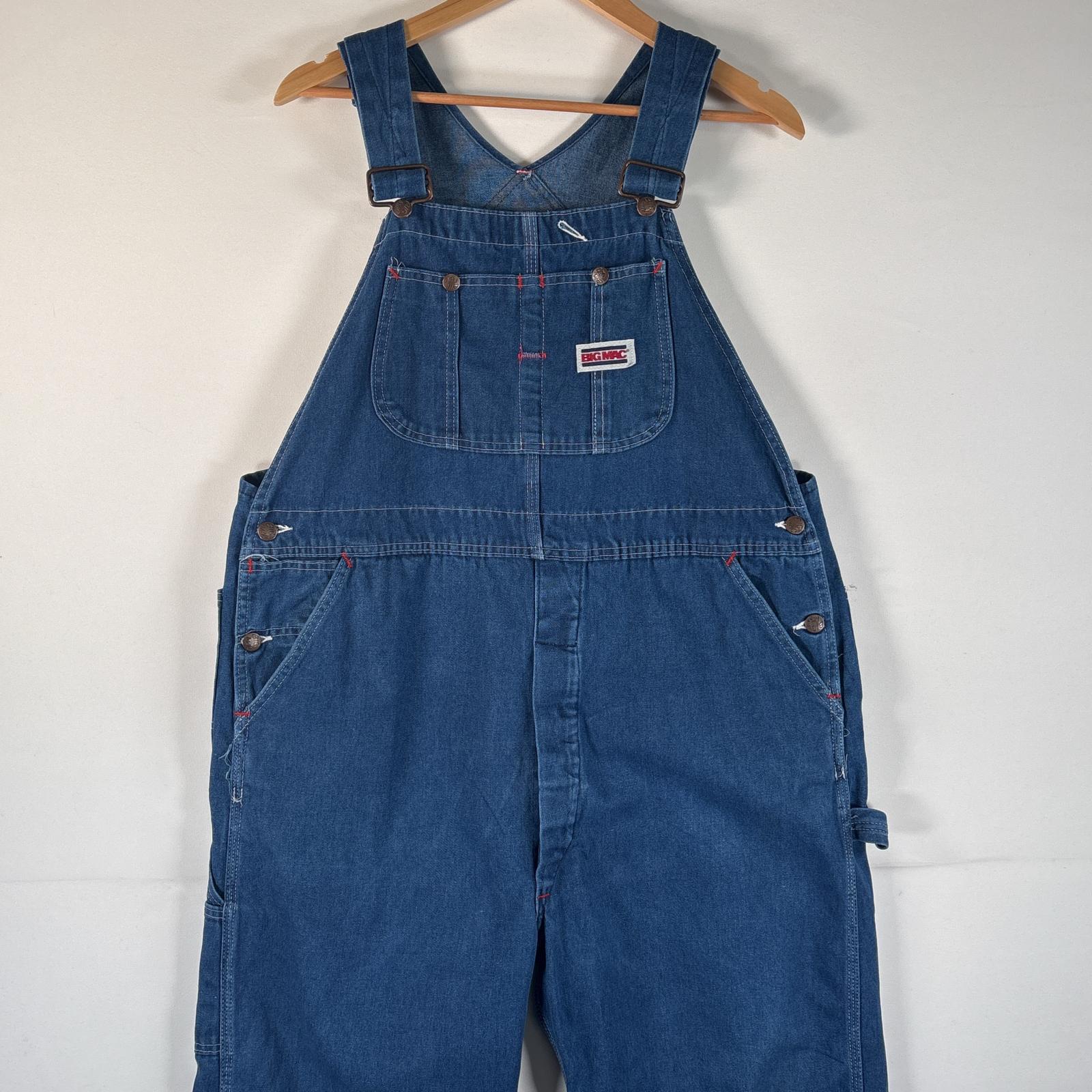 古着 80s/80年代 ヴィンテージ ビッグマック BIG MAC USA製 オーバーオール デニム ワーク ワンポイントロゴ ペインター 大きいサイズ 作業者 ブルー系 メンズ
