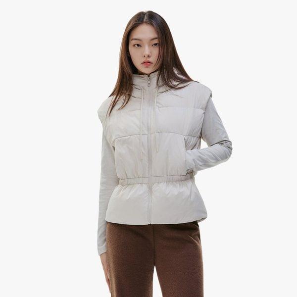 女性フード付きパディングベスト / PS3WV24W901_GN
