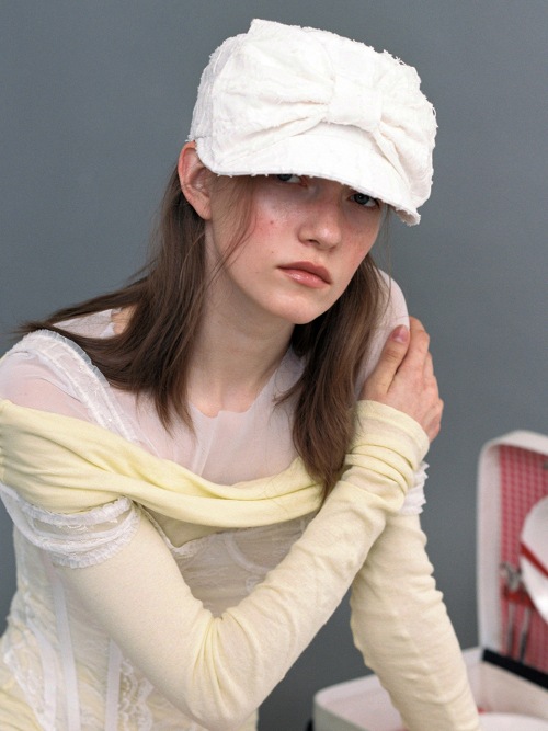アサムニーズベルボーイキャップ_リボン_ウェーブホワイト24SS123