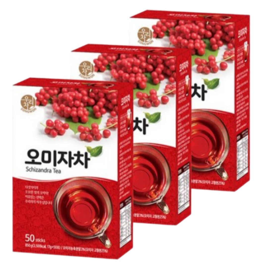 1+1+1 ウリチャ 五味子茶 150包 韓国伝統茶 オミジャ抽出粉末40% 高含有 高香五味子 850g(17g×50包)×3個入り スティックタイプ ホット・アイス両用 ティー