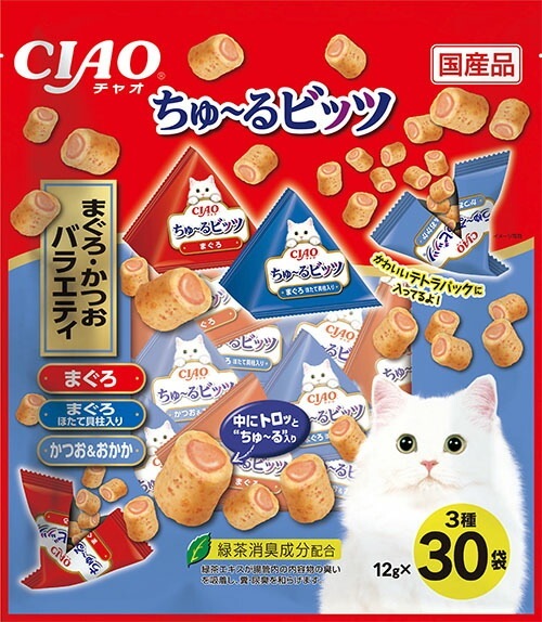 （まとめ買い）ちゅるビッツ まぐろ/かつおバラエティ 12gx30袋入 猫用おやつ [x3]