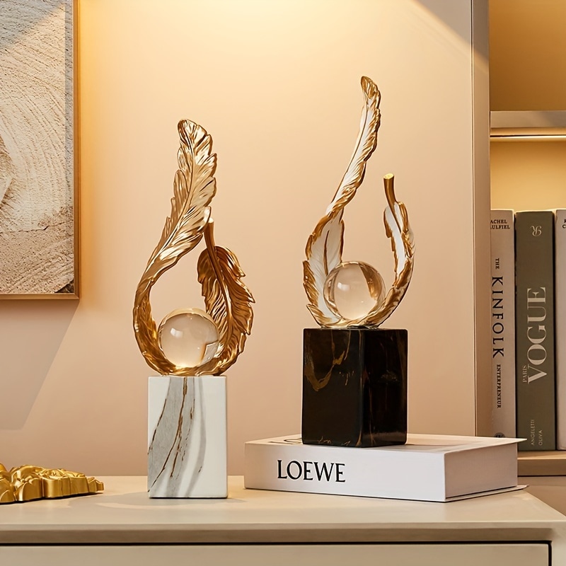 オブジェ 羽根 シンプル モダン クリエイティブ 置物 オーナメント おしゃれ かわいい インテリア プレゼント ゴールド 白 ホワイト 4-7