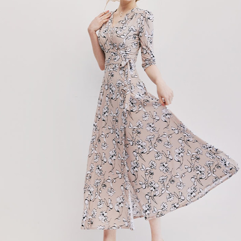 ルアーベージュマキシラップワンピース