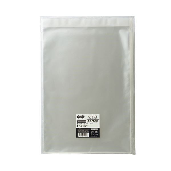 （まとめ）TANOSEE CPP袋 A4ワイド用フタテープ付 240330+40mm 100枚入5パック3セット 21,178円