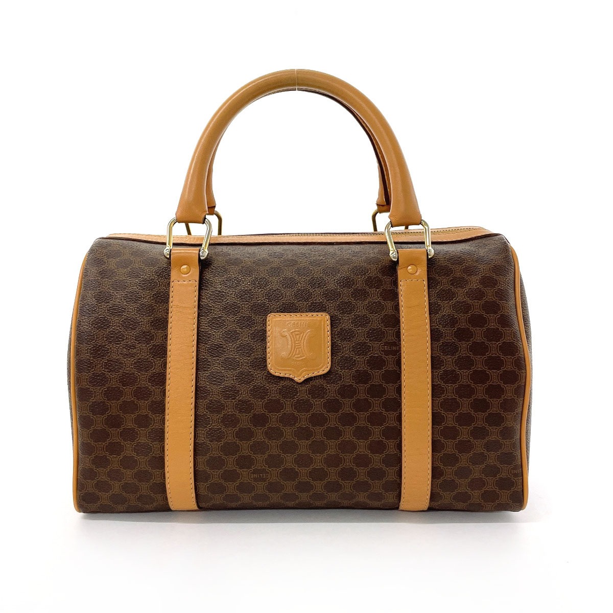 ミニボストン マカダム ハンドバッグ ブラウン PVC レディース