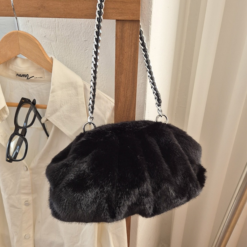 バティア 冬 ファー 餃子バッグ ショルダー トート 毛袋