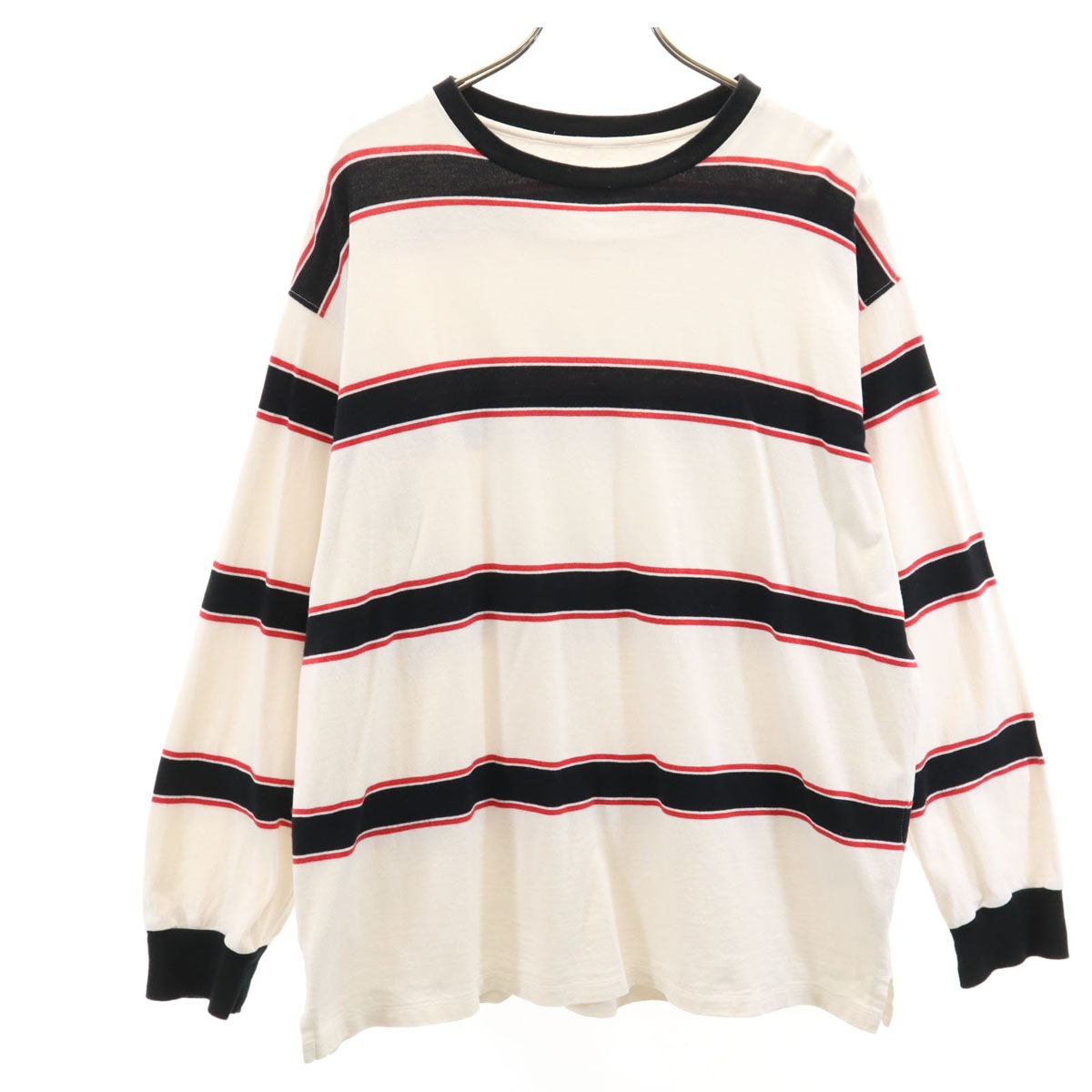 KIIT キート 日本製 ボーダー柄 長袖 Tシャツ ホワイト ロンT メンズ 古着 5,377円