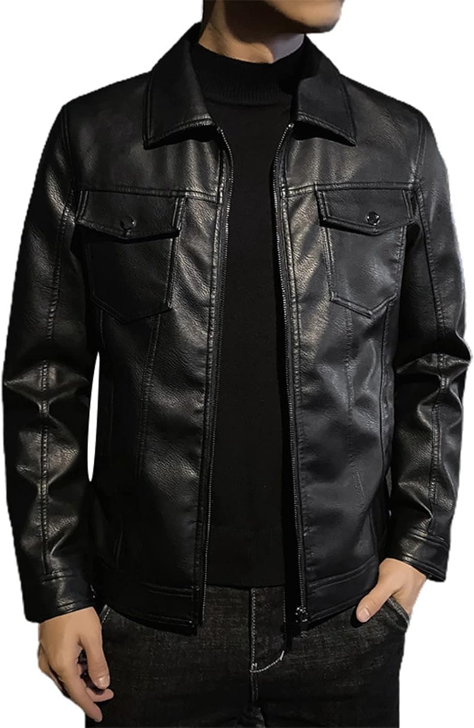 秋冬 PUレザージャケット 革ジャケット メンズ ライダースジャケット 革ジャン アウター 細身 折り襟 男性用 カジュアル ジャンパー バイクジャケット バイカー 薄手 防寒 防風 大きいサイズ