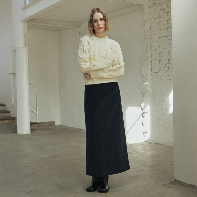 CORDUROY LINE SKIRT_2 colors