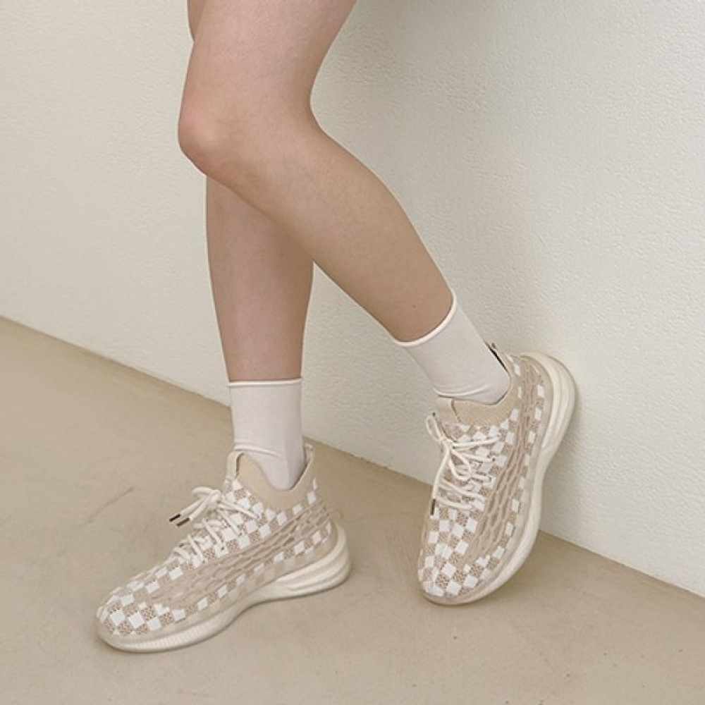 [Ninas Paris] ツートンチェックシボリサマースニーカー