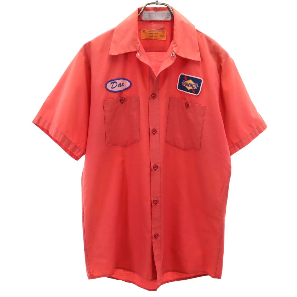 半袖 ワークシャツ M 赤系 メンズ
