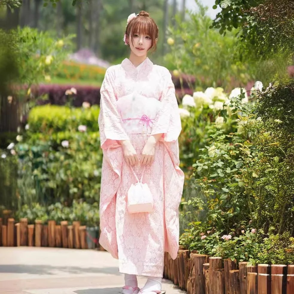 レ一ス着物レ一スきもの着物 レディースピンク大振袖卒業式ドレスフォーマル着物スウィートかわいい着物 はな び たいかい着物きもの振袖ふりそで浴衣ゆかた はなひ
