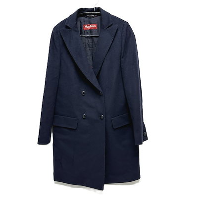 極美品♡WEEKEND マックスマーラ　チェック　ネイビー　ブルー　ウールコート マックスマーラ ウールコート ネイビー 極美品♡WEEKEND マックス