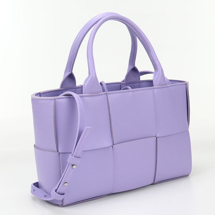 BOTTEGA VENETA ボッテガ・ヴェネタ ミニ アルコ トートバッグ イントレチャート トートバッグ レザー パープル【中古】 レディース