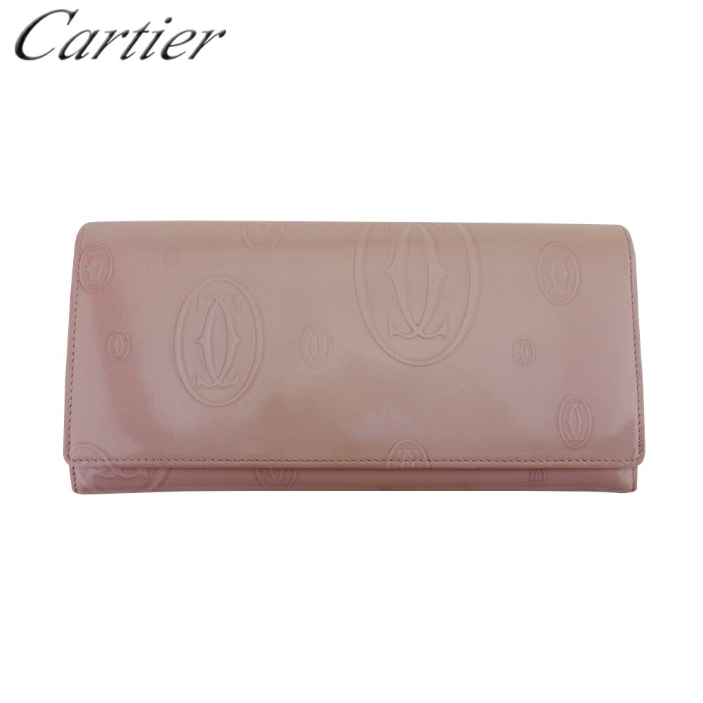 長財布 ファスナー付き 財布 ハッピーバースデー レディース ピンク シルバー 中古