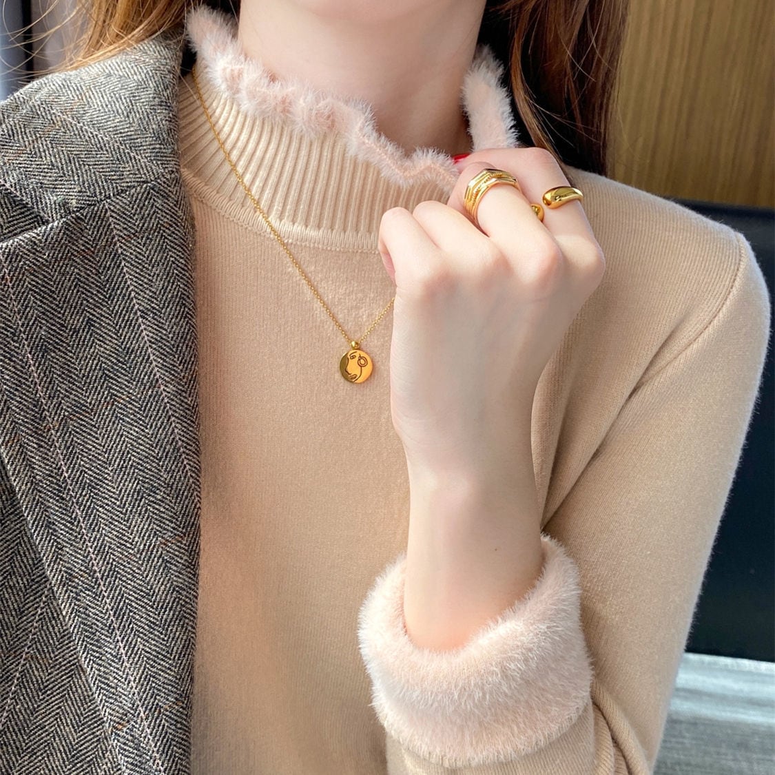 韓国ファッション ニット セーター トップス ニットレディース ック 大きいサイズ 百掛け インナー レイヤード 長袖 裹起毛 防寒 ニット