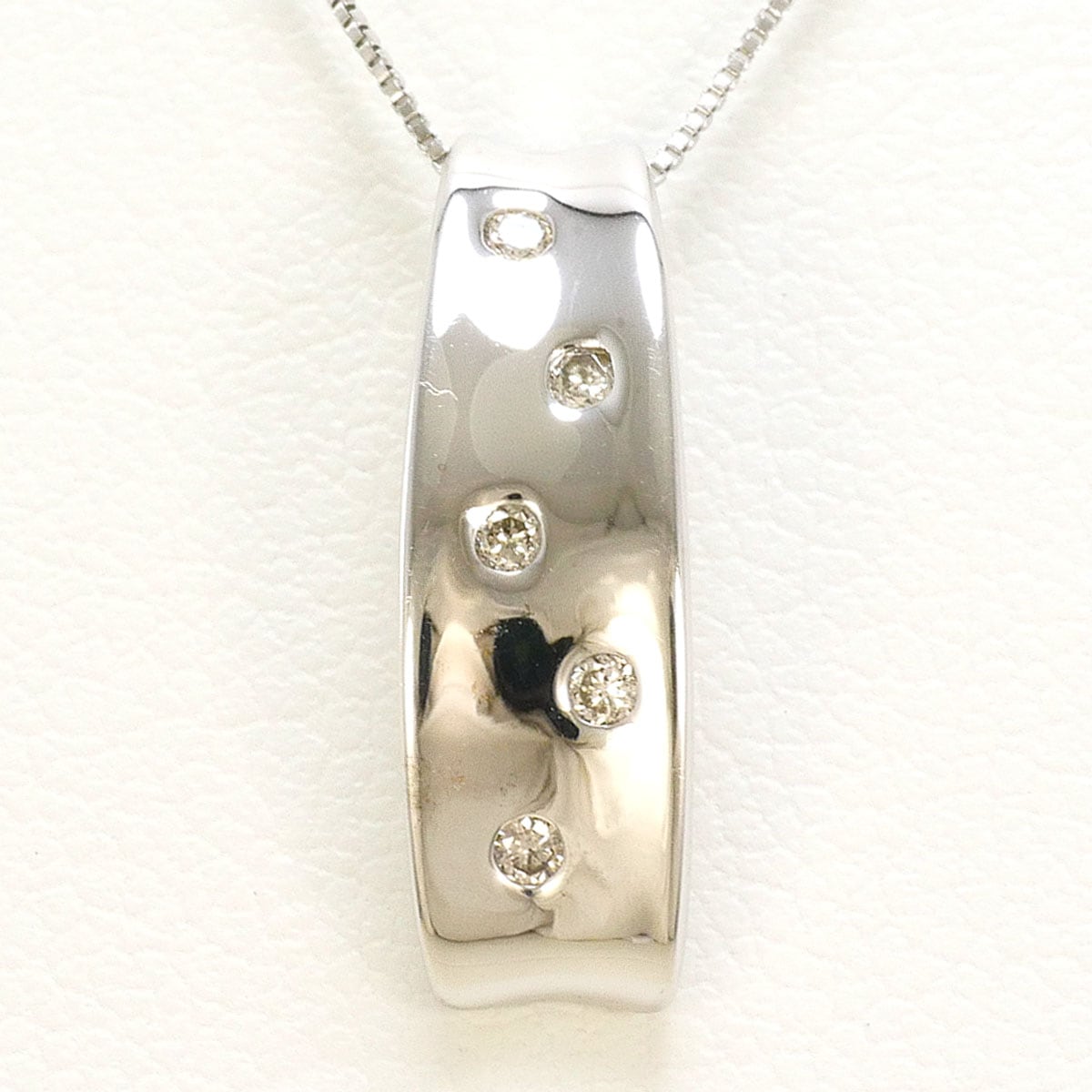 K18 18金 WG ホワイトゴールド ネックレス ダイヤモンド 0.06ct 総重量約2.6g 約40cm 中古