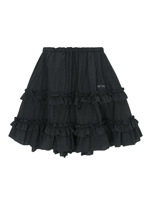 【AS"ON】 CHECK KANGKANG MIDI SKIRT / BLACK 正規品