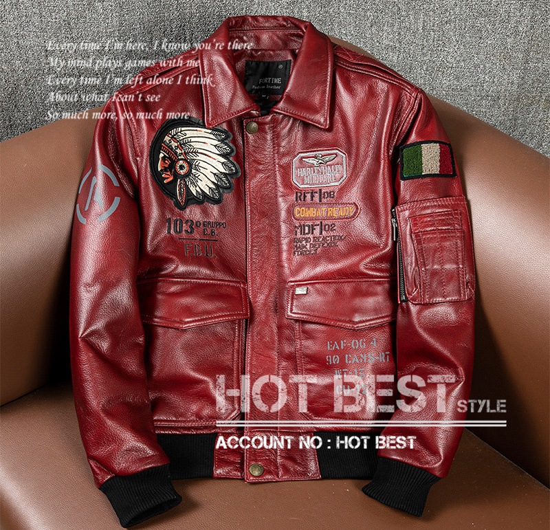 カウハイド 復刻40s アビエイタースタイル 刺繍 フライトジャケット ライダース 革ジャン レザージャケット オイルレザー 牛革