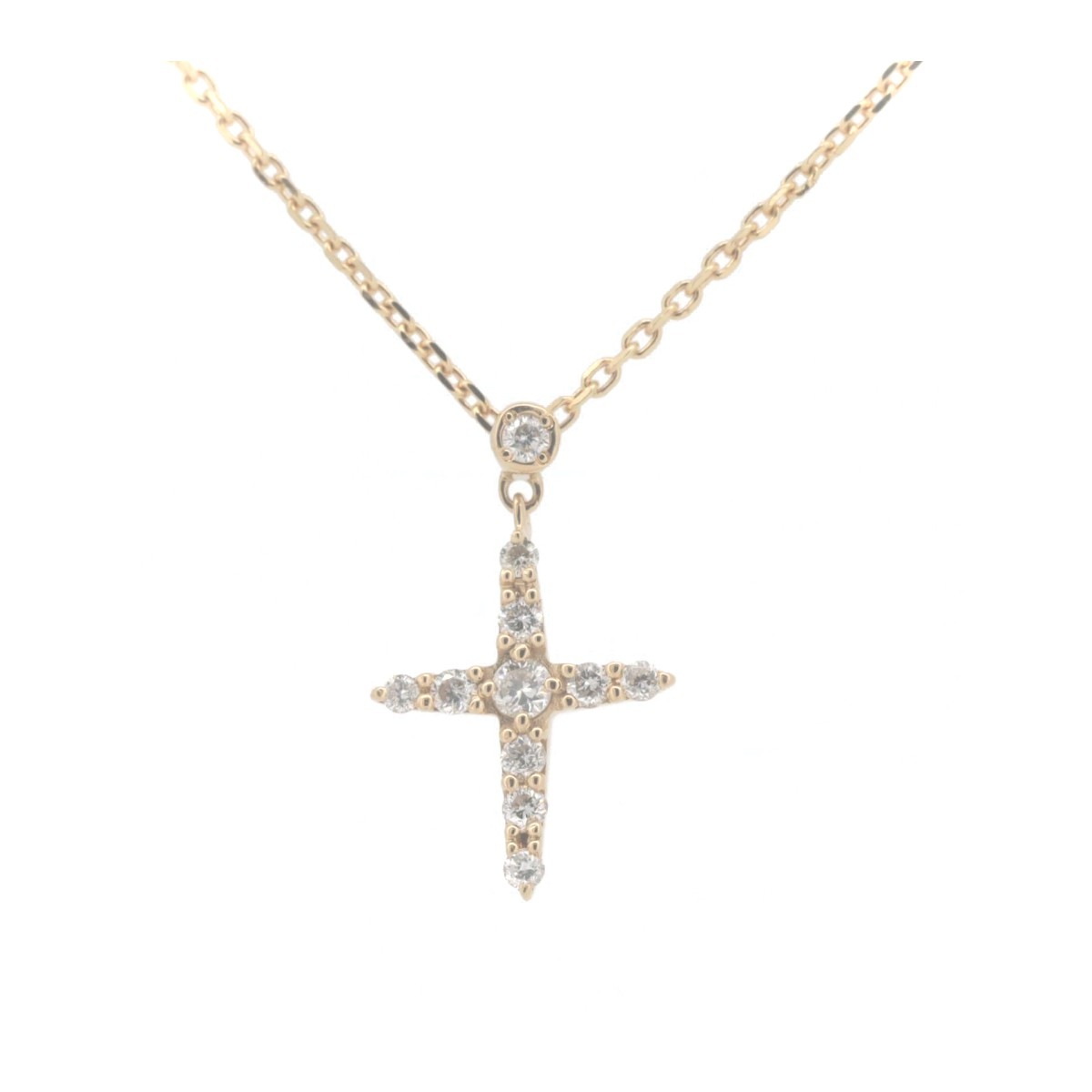 ダイヤモンド クロス ネックレス K18YG(18金 イエローゴールド) 質屋出品