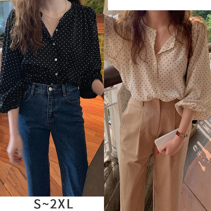 【新作入荷】気質 長袖シャツ ブラウス レディース シフォン トップス ドット柄 水玉 長袖 かわいい おしゃれ