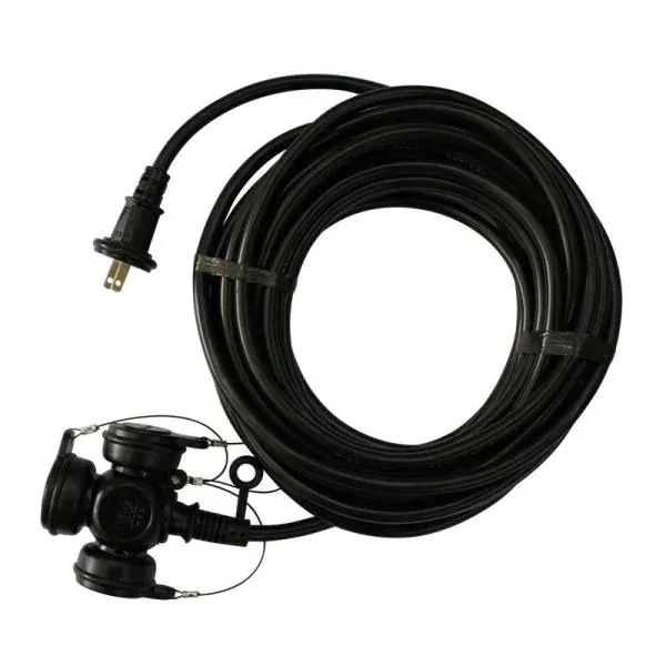 KOWA 防雨三口延長コード15A10 KRT615－10 クロ 電動工具 電工ドラム コード 延長コード １０Ｍ