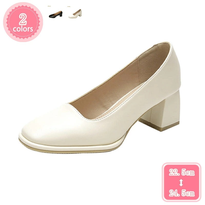 500円OFFクーポン レディースパンプス 太めヒール オフィス ビジネス スクエアトゥ フォーマルシューズ 履きやすい パンプス 卒業式 入学式 5.5cmヒール ハイヒール おしゃれ 脱げない 黒