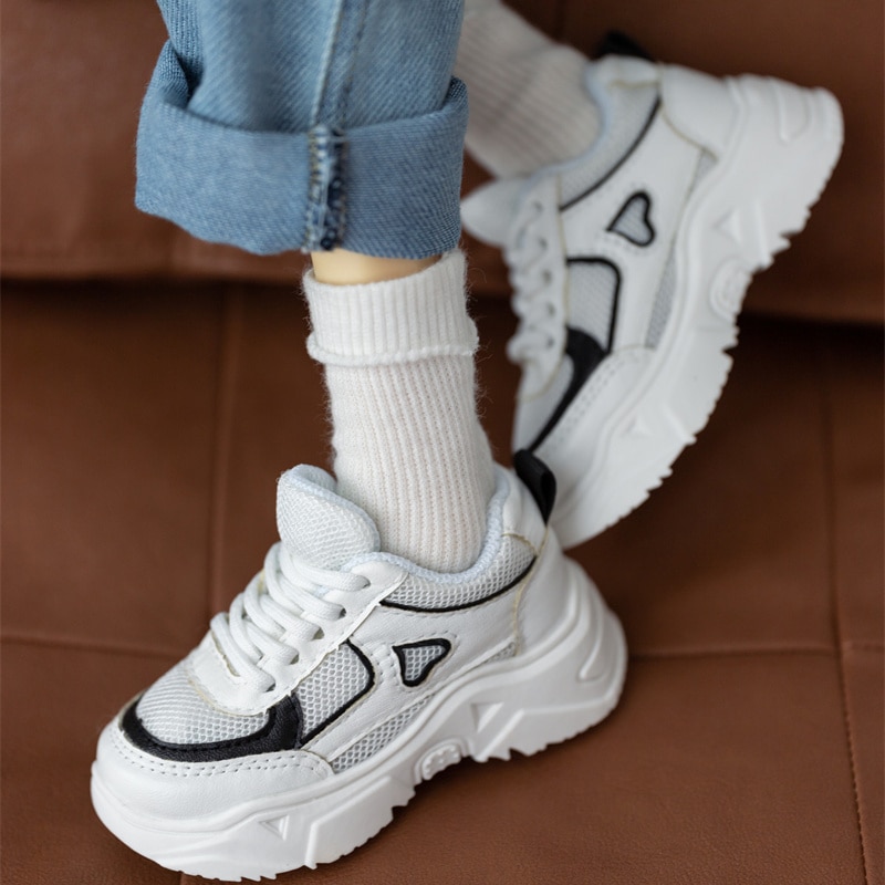 BJDドール靴 人形用スニーカー 白 ハート MSD/SD/70cm/ID75サイズ球体関節人形用シューズ